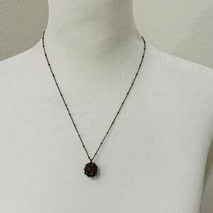 Fossil Copper Tone Rhinestone Sphere Ball Necklace 18"